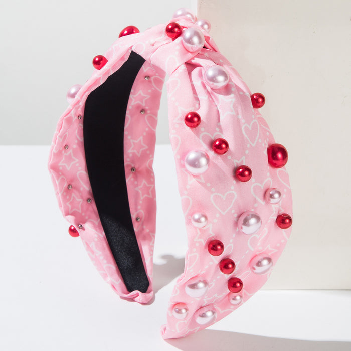 Wholesale Valentine' s Day knotted heart and letter print headband