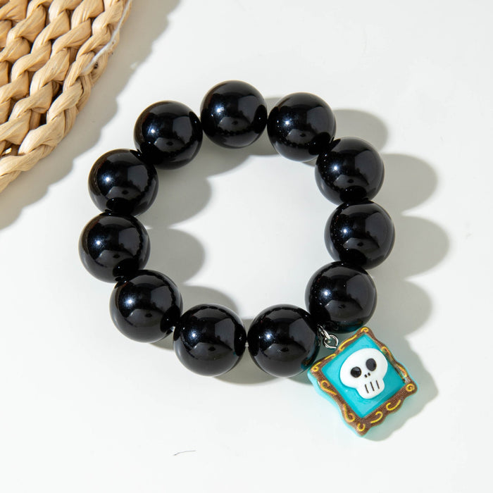 Wholesale Halloween Boutique  Skull Bat Acrylic Bead Bracelet Evil Eye Party Jewelry Accessory MOQ≥2