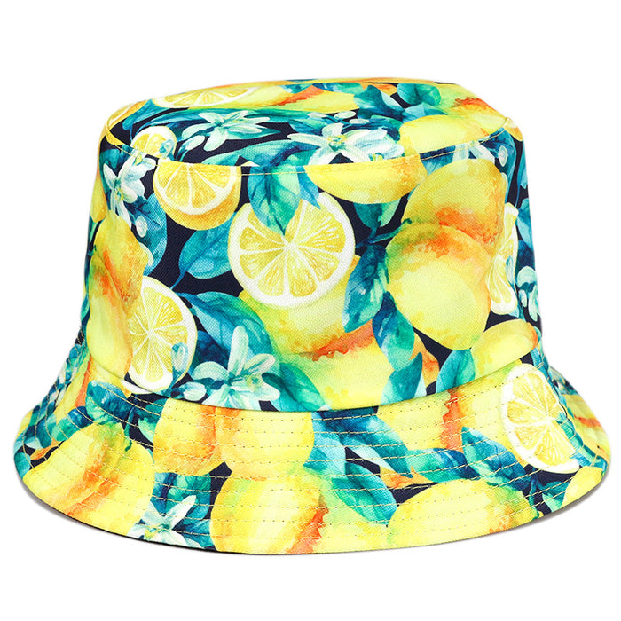Wholesale  Tropical Fruit  Hat  Trend Double-sided Printed Basin Hat Outdoor Sun Protection Hat