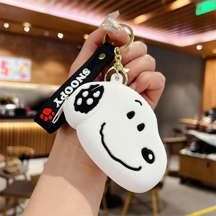 Wholesale 5pcs Cartoon Coin Purse Keychain White Dog Key Bag Pendant Men's and Women's Accessories