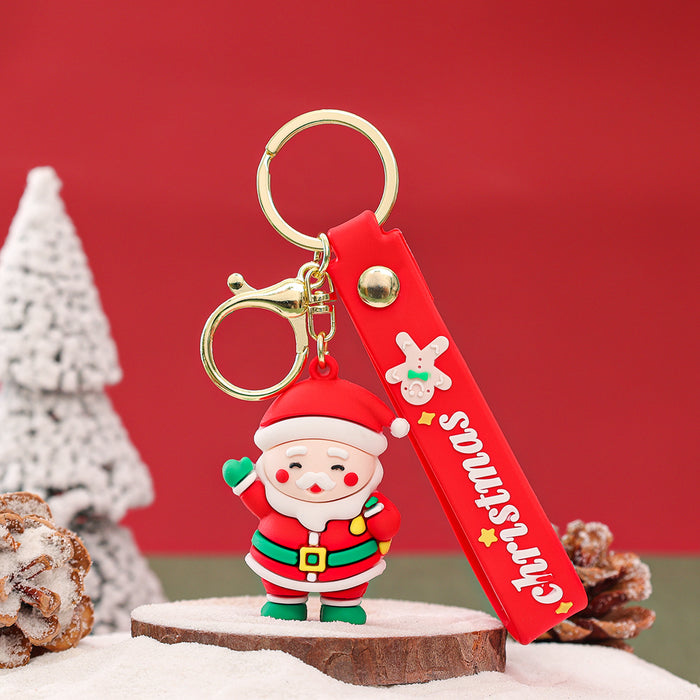 Wholesale Cute Christmas Couple PVC Keychain Epoxy Doll Charm for Backpack Car Key Decorative Accessory Gift MOQ:2