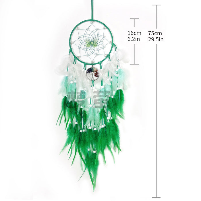 Wholesale Butterfly Gradient Dream Catcher with Crystal Stones and Life Tree Feather Hanging Ornament MOQ≥2