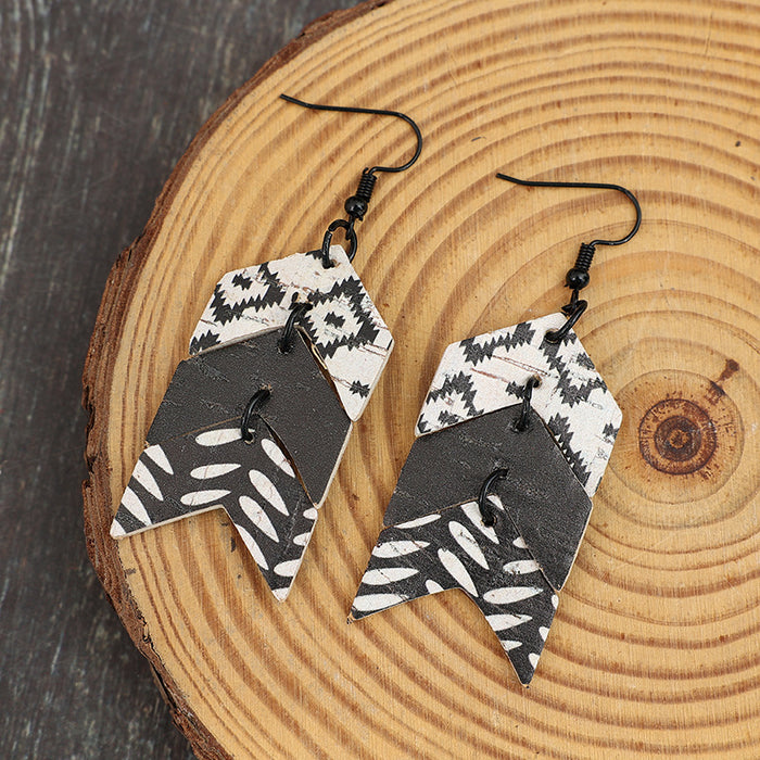 Wholesale Fishtail Multi-Layer Splicing Wooden Earrings