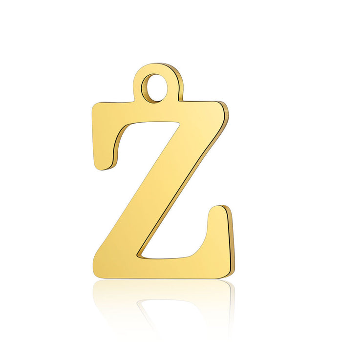 Wholesale 5 Pcs Titanium Steel Letter 26 Gold Capital English Letter Pendants JDC-PT-QZ001