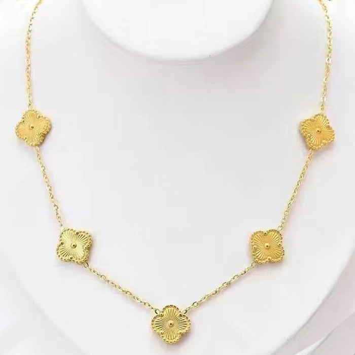 Wholesale 13MM titanium steel 5-link necklace  four-leaf clover necklace