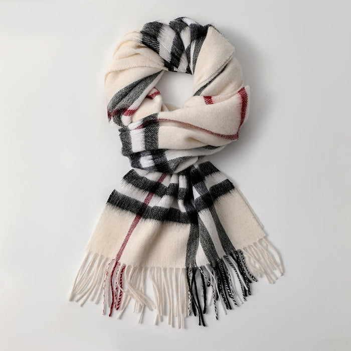 Wholesale Scarf Wool Warm Winter Plaid Tassel Shawl (F) JDC-SF-HZC001