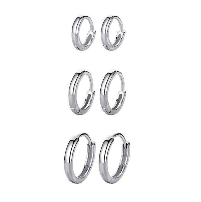 Wholesale Silver Needle Simple Geometric Sleeping Without Picking Glossy Buckle Earrings