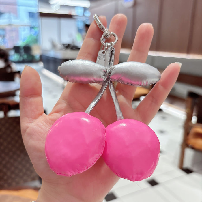 Wholesale PU cotton-filled cherry keychain