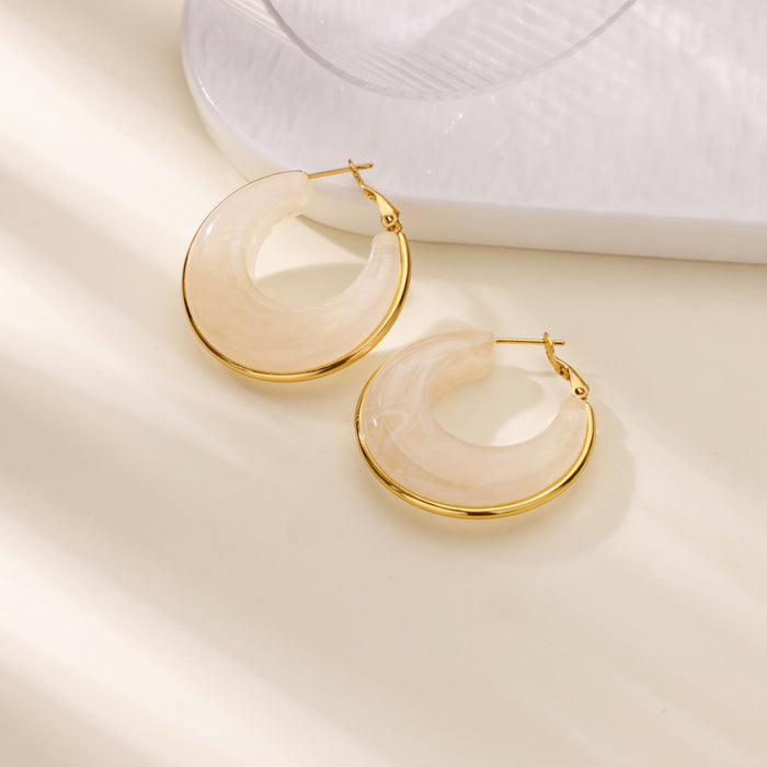 Wholesale Gradient Color RetroC-shaped Resin Earrings Stainless Steel