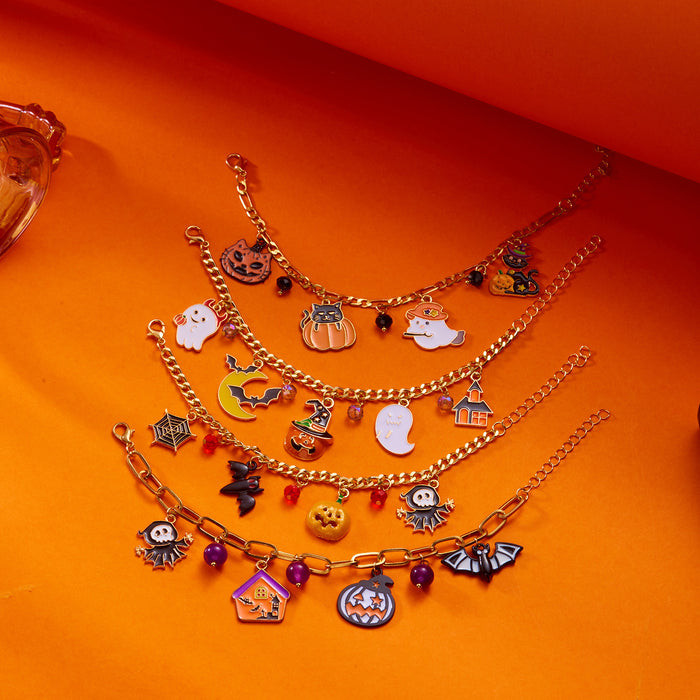 Wholesale Chain Bracelet for Women Halloween Pumpkin House Bat Ghost Pendant Bracelet