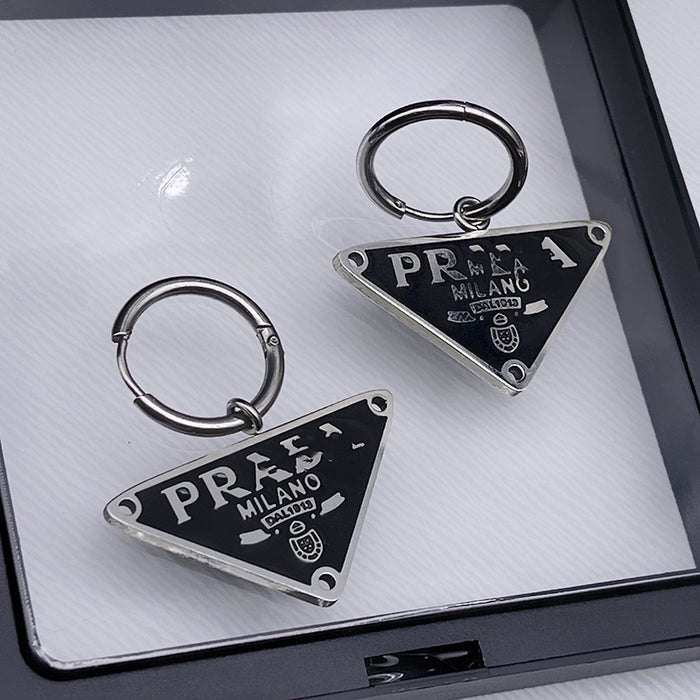 Wholesale Titanium Steel Triangle Earrings JDC-ES-YiL001