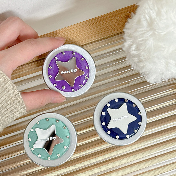 Wholesale Simple Star Design Desktop Retractable Phone Holder with Rhinestone Mirror