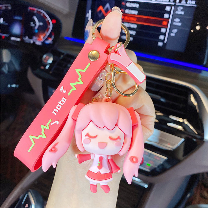 Wholesale PVC Cartoon Keychain Pendant Cute Pink Anime Figure Bag Charm Car Key Accessory