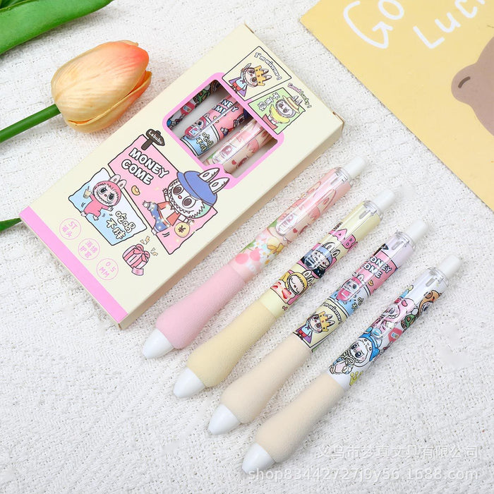 Wholesale 4pcs/ box sponge quick-drying press gel pen cute student black gel pen