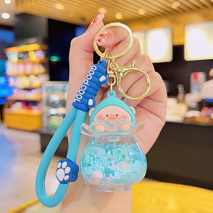 Wholesale Peach Piglet Quicksand Acrylic Keychains JDC-KC-YDao105