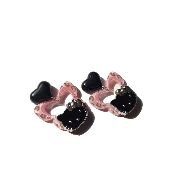 Wholesale Cartoonish  fun sweet pink butterfly cat earrings