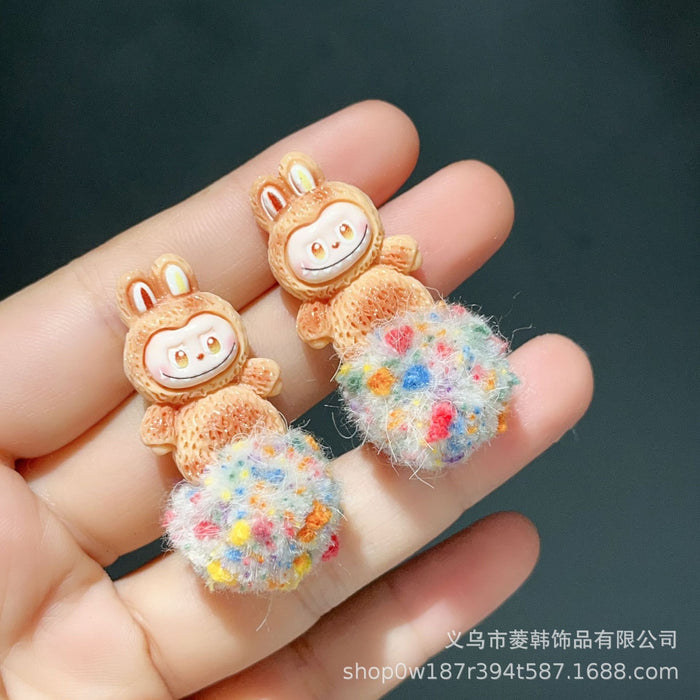 Wholesale Fashionable furry cute earrings 925 silver needle