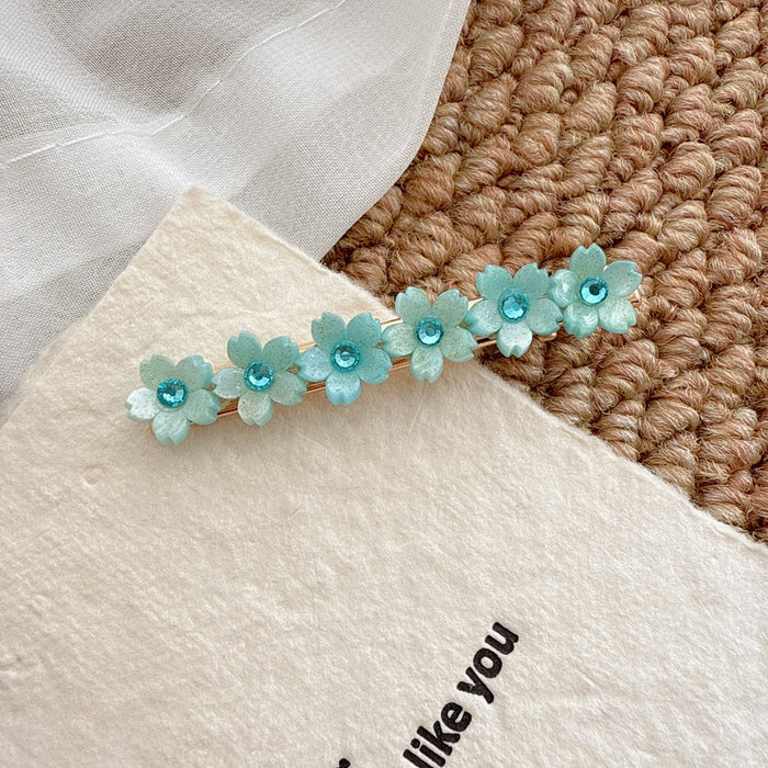 Wholesale Flower studded diamond side clip bangs clip straight clip pearl hairpin hair accessory