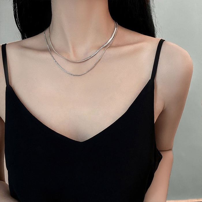 Wholesale Titanium steel double-layer layered light luxury niche design, collarbone chain accessory new product