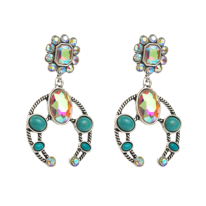Wholesale retro turquoise geometric earrings