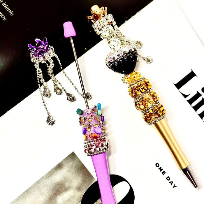 Wholesale Beaded Crystal Pen,  Spinning Model,  Black Ink,  Jewelry Accessory Gift