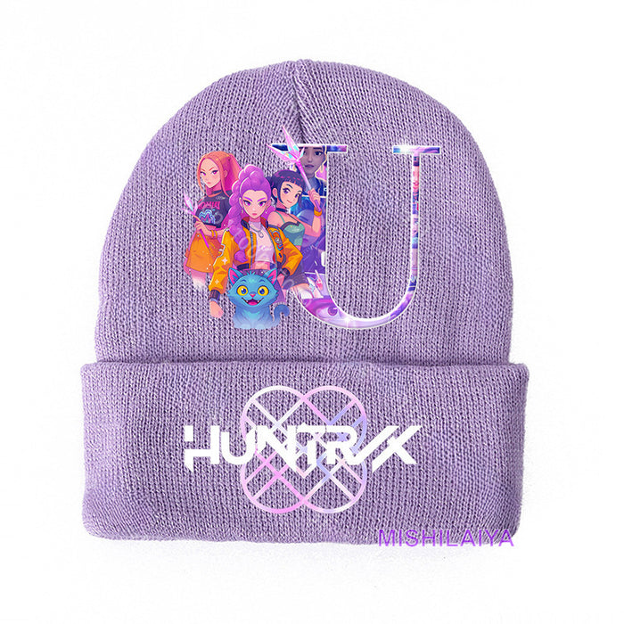 Wholesale KPOP Knitted Cartoon Letter Print hat