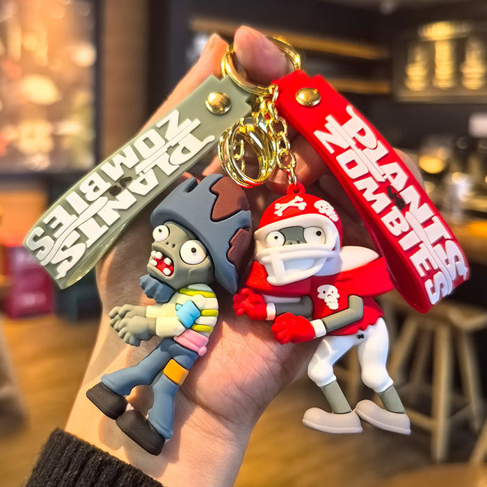Wholesale Silicone Plant and Zombie Keychain Cute Gift for Kids