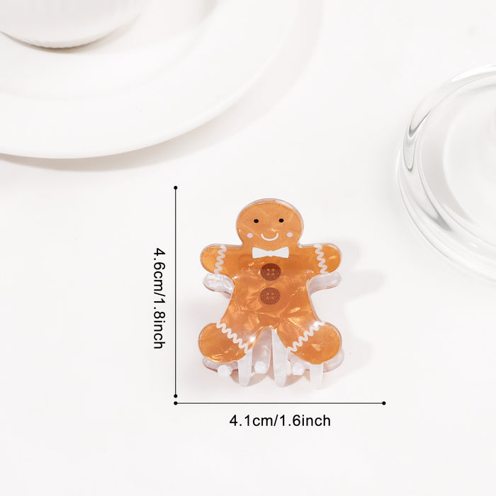 Wholesale Christmas Cartoon Gingerbread Man Hair Claw Clip Snowflake Tree Design PVC Hair Accessory For Party Favor Or Boutique Resale
