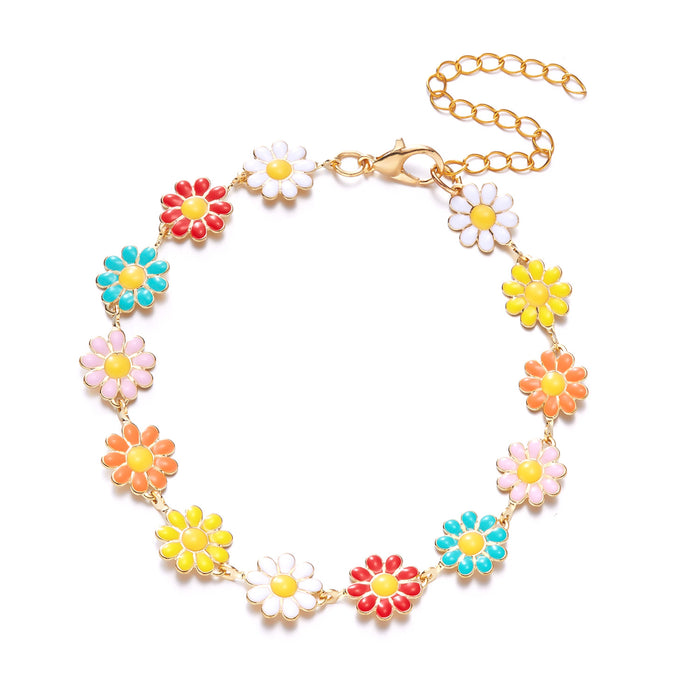 Wholesale Colored diamond heart-shaped chain bracelet