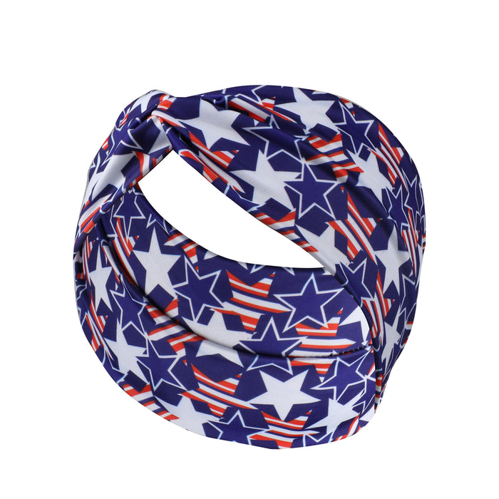 Wholesale Elastic Milk Silk Wide-brimmed American Independence Day Headband JDC-HD-FanEn001