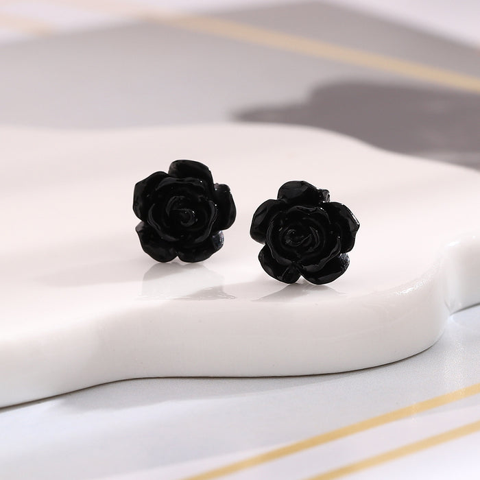 Wholesale Three dimensional rose earrings with retro and niche design, personalized earrings