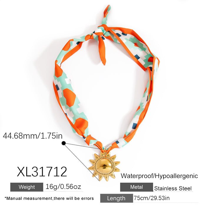 Wholesale Titanium Steel Necklace  Gold Accessible Luxury High-End Sun Flower Silk f Titanium Steel Color-Preserving Clavicle Chain Necklace