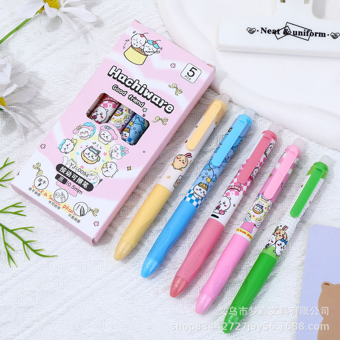 Wholesale 5pcs/set Erasable thermal erasable gel pen for primary school students cartoon cute brush pen