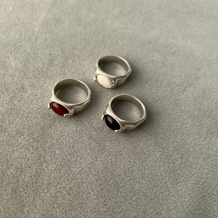 Wholesale Silver Red Agate Ring Winter Matching Simple Retro Ring