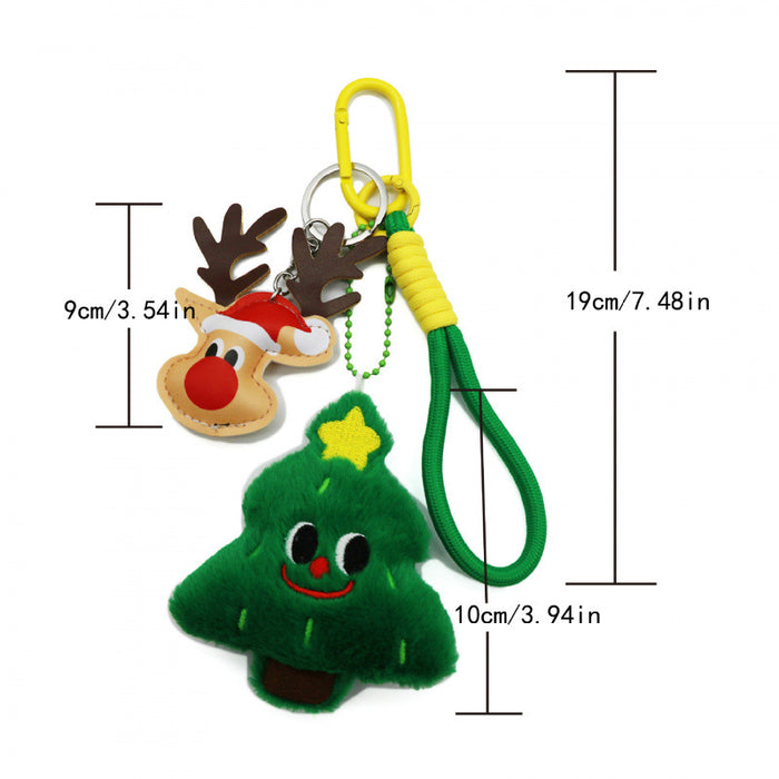 Wholesale Christmas Clothes Keychain Charm Cartoon Deer & Tree Knot Design for Festive Holiday Decoration