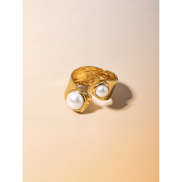 Wholesale Stainless Steel Asymmetrical Adjustable Pearl Ring