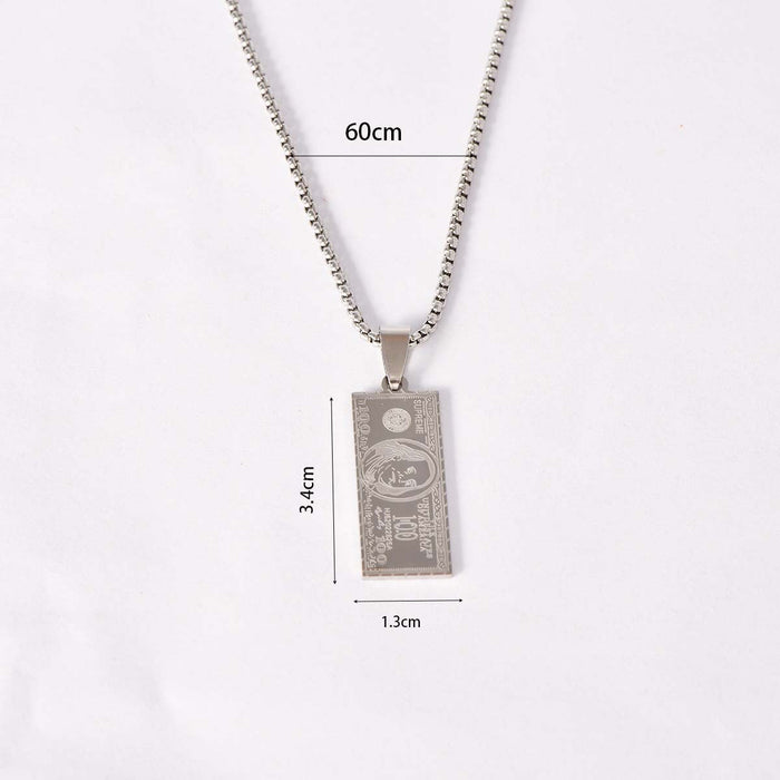 Wholesale Yellow dollar sign hip-hop style men' s stainless steel necklace