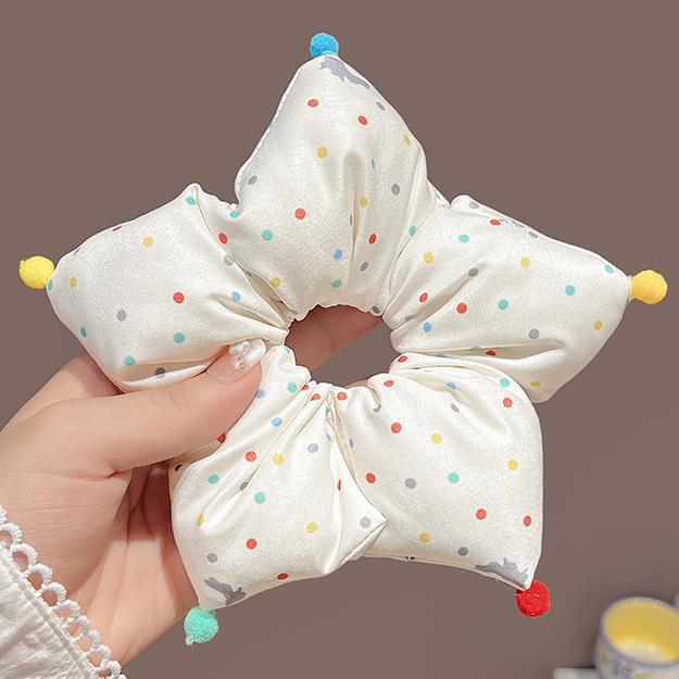 Wholesale Cute five pointed star and colorful polka dot patterned sponge hair scrunchies