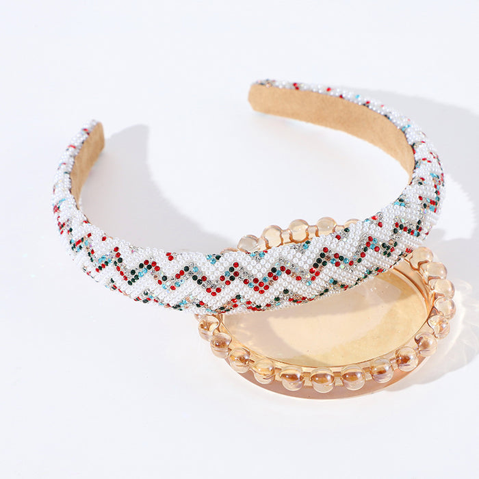 Wholesale Sexy water ripple full diamond pearl headband all-match hair accessories retro headdress