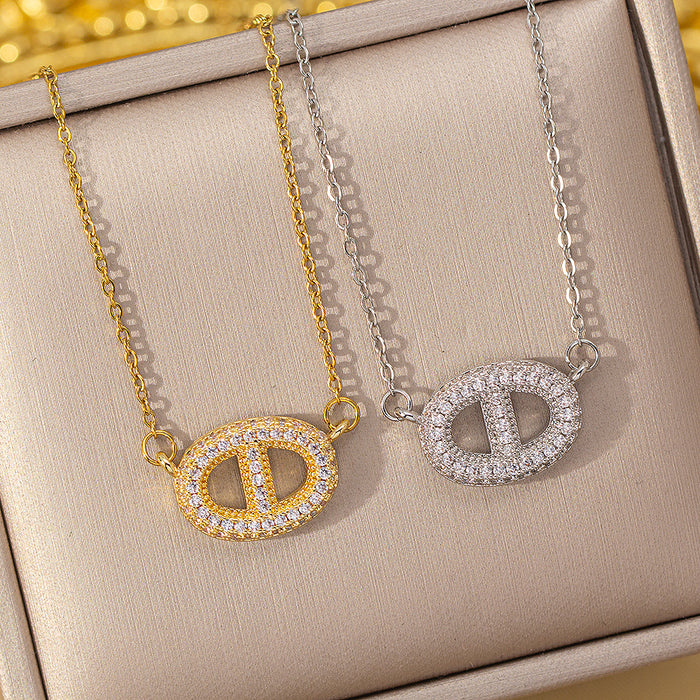 Wholesale Titanium steel Women' s Luxury Full Diamond choker necklace Jewelry