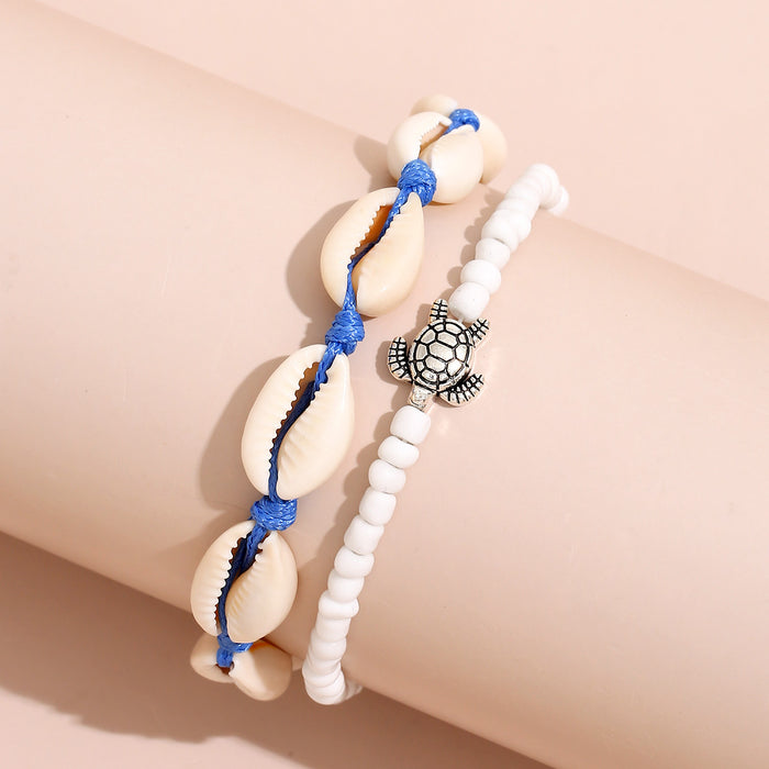 Wholesale Bohemian Shell Woven Anklet Set Fashion Accessory