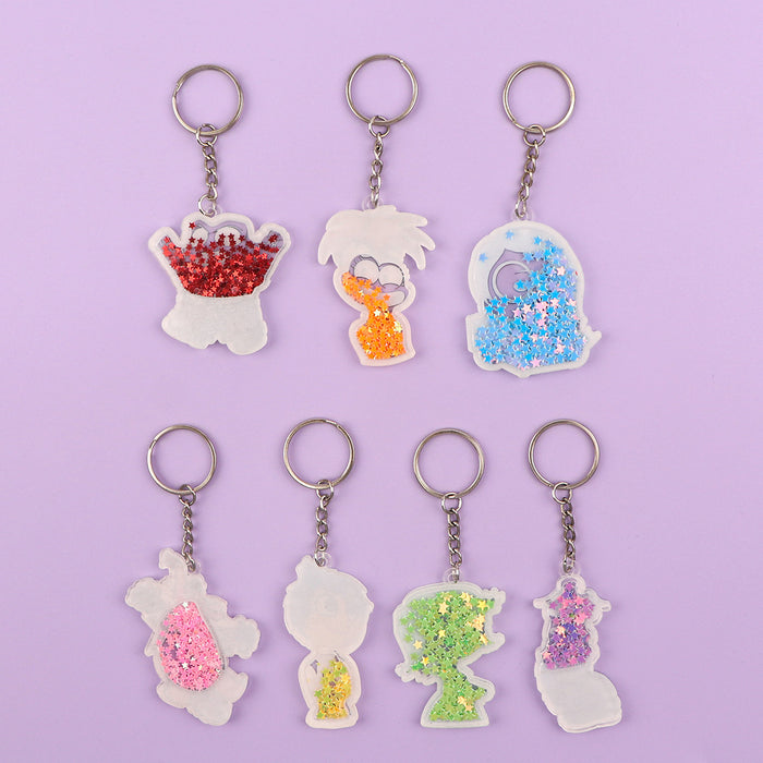 Wholesale Cartoon Acrylic Shaker Liquid Sand Keychain