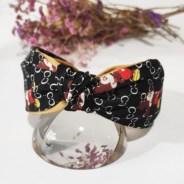 Wholesale New women's fabric headband hair accessory cartoon cute and versatile printed ponytail headband