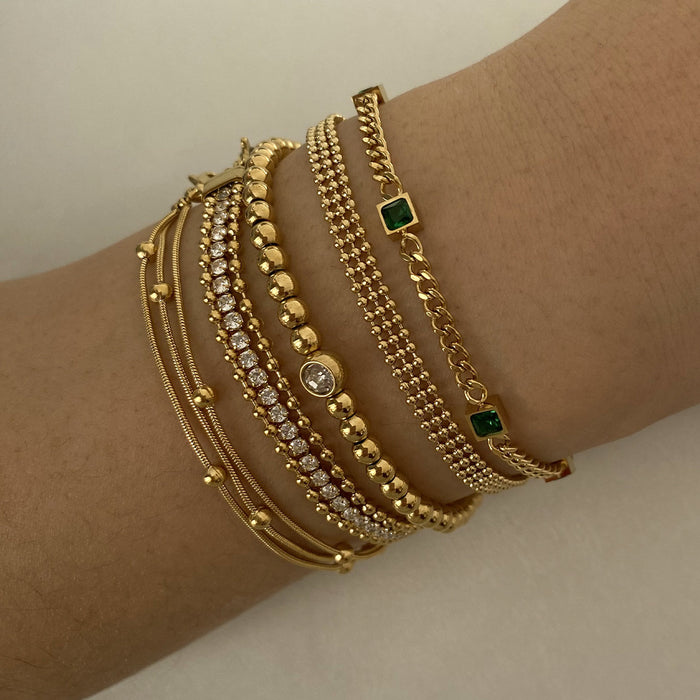 Wholesale Stainless Steel PVD Electroplated Gold Bead Chain Stacking Bracelet Women S Chic Gift