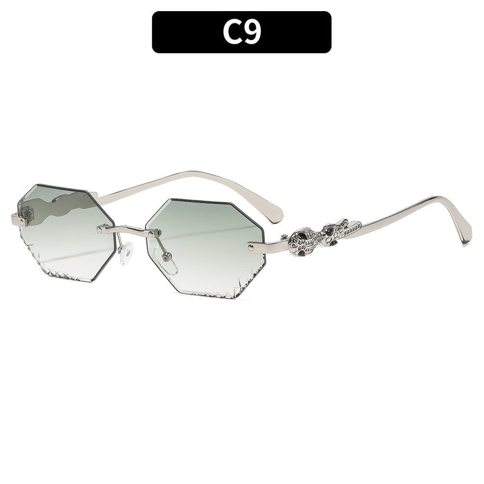 Wholesale Gold Rimless Octagonal Women' s Sunglasses - Fashion Accessory for Sun Protection and Daily Wear