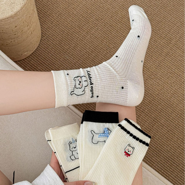 Wholesale Cartoon socks, thin tube socks, hollow mesh breathable, sweat absorbing, butterfly knot stacking socks