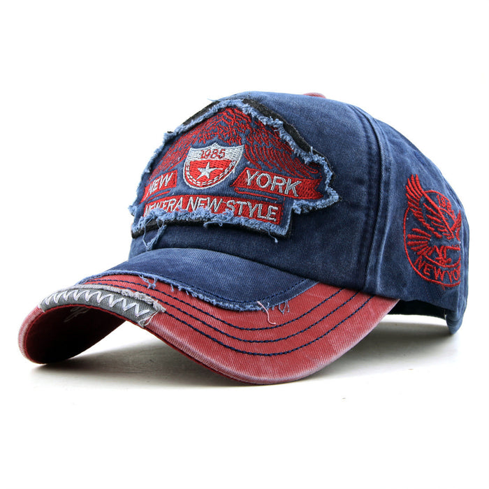 Wholesale 100%  Cotton Washed Mountain Embroidery Sun Protection Baseball Cap
