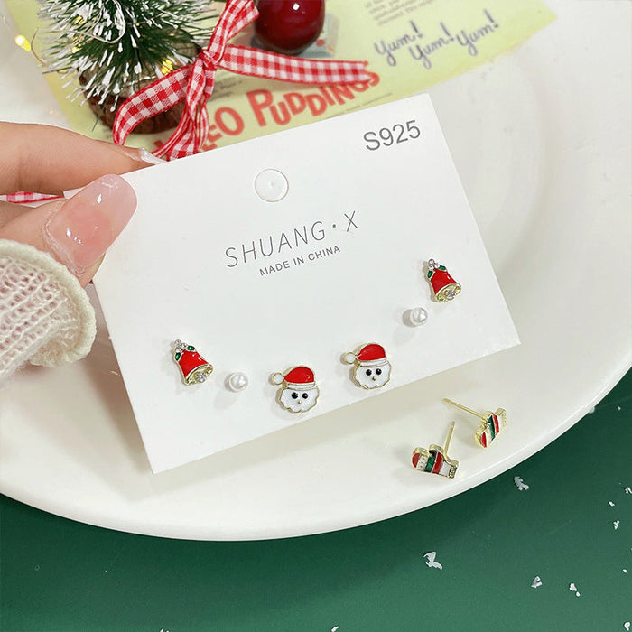 Wholesale Earrings Alloy Christmas Santa Cute Bells JDC-ES-shuangx003