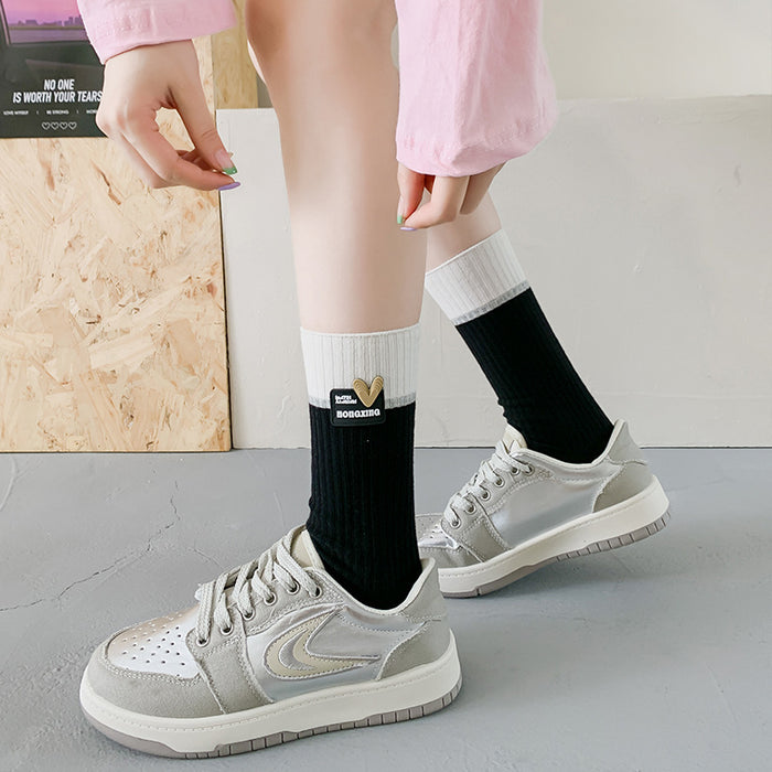 Wholesale Socks color blocked cotton pile socks color blocked heart