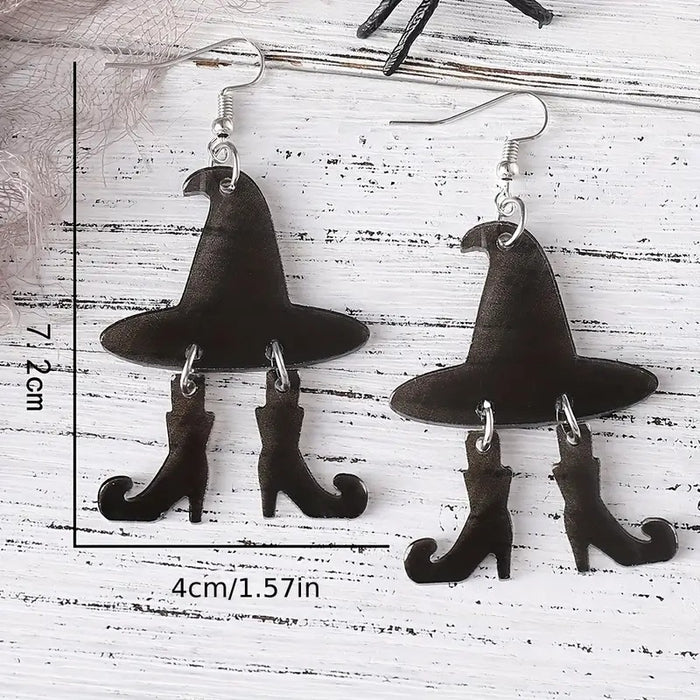 Wholesale   Evil Witch Hat Boots Halloween Earrings JDC-ES-Zhanh007